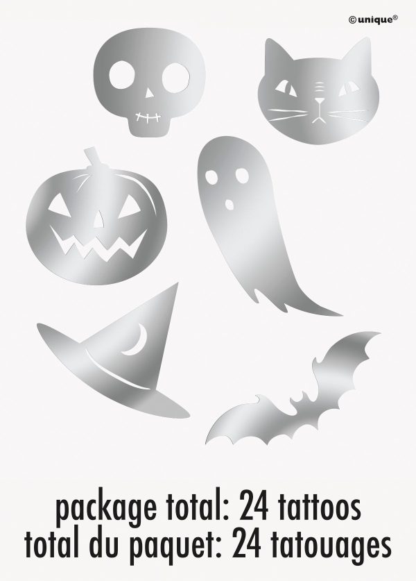 Silver Foil Halloween Tattoos, 24ct on Sale