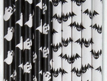 Assorted Bat & Ghost Paper Straws, 10ct Fashion