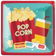 Movie Night Concession Stand Square Paper Dessert Plates, 6.75in, 20ct Online Hot Sale