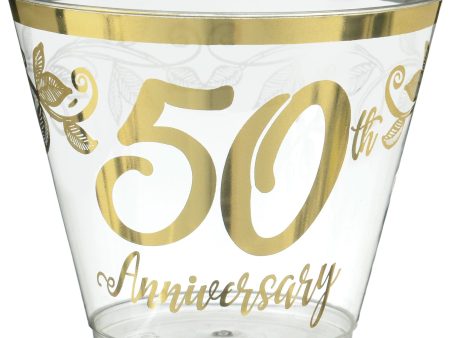 Happy 50th Anniversary Plastic 9oz Tumblers, 30ct For Discount