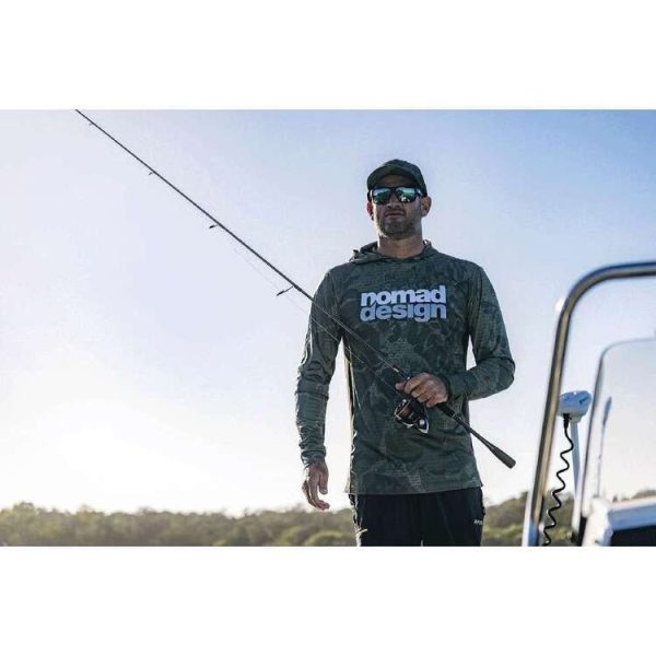 Nomad Tech Fishing Shirt Hooded - Khaki Camo Splice on Sale