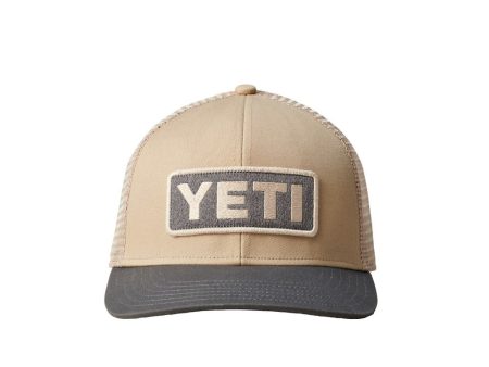 YETI Logo Badge Trucker Hat Taupe Gray Cheap